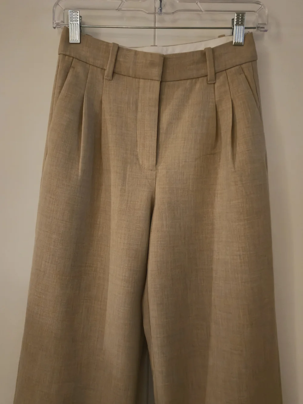 Aritzia The Effortless Pants Wide-Leg Linen-Blend Trousers in Beige